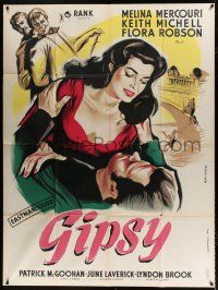 3e438 GYPSY & THE GENTLEMAN French 1p '58 Georges Allard art of sexy Melina Mercouri, Joseph Losey