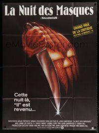 3e439 HALLOWEEN French 1p '79 John Carpenter classic, great Bob Gleason jack-o-lantern art!