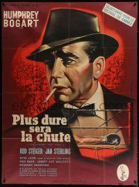 3e441 HARDER THEY FALL French 1p '56 different Mascii art of Humphrey Bogart over boxing ring!