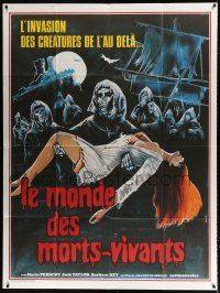 3e449 HORROR OF THE ZOMBIES French 1p '76 different Faugere art of undead monsters with sexy girl!