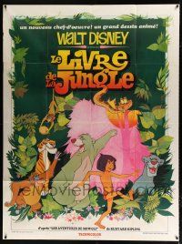 3e467 JUNGLE BOOK French 1p '68 Walt Disney cartoon classic, great image of Mowgli & friends!