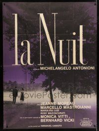 3e474 LA NOTTE French 1p '61 Michelangelo Antonioni, Jeanne Moreau, Marcello Mastroianni