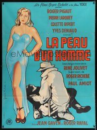 3e475 LA PEAU D'UN HOMME French 1p '51 full-length Gerard Richebe art of sexy Colette Ripert!