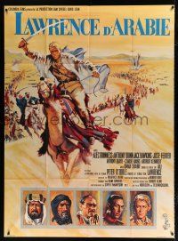 3e482 LAWRENCE OF ARABIA French 1p '63 David Lean classic, art of Peter O'Toole riding camel!