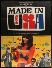 3e506 MADE IN U.S.A. French 1p '66 Jean-Luc Goddard, Anna Karina, cool Ferracci design!