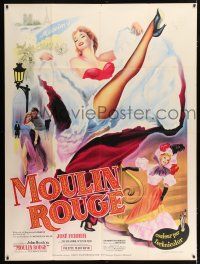 3e528 MOULIN ROUGE French 1p R50s John Huston, best artwork of sexy dancer kicking her leg!