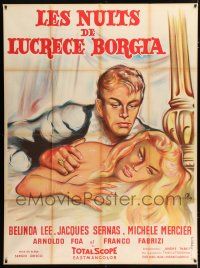 3e539 NIGHTS OF LUCRETIA BORGIA French 1p R60s romantic art of sexy Belinda Lee & Jacques Sernas!