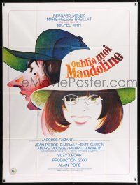 3e550 OUBLIE-MOI, MANDOLINE French 1p '76 great artwork of man & woman by Clement Hurel!
