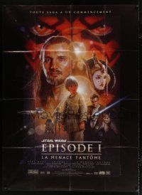 3e555 PHANTOM MENACE style B French 1p '99 George Lucas, Star Wars Episode I, art by Drew Struzan!