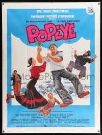 3e561 POPEYE French 1p '81 art of Robin Williams & Shelley Duvall as E.C. Segar cartoon characters!