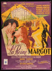 3e565 QUEEN MARGOT French 1p '54 Jeanne Moreau, completely different romantic artwork!