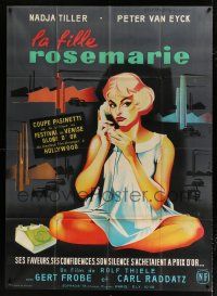 3e580 ROSEMARY French 1p '59 different art of sexy Nadja Tiller in nightie by Clement Hurel!