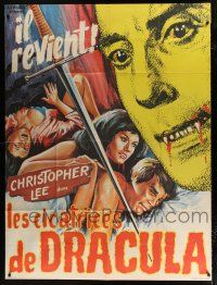 3e582 SCARS OF DRACULA French 1p '70 c/u art of bloody vampire Christopher Lee, Hammer horror!