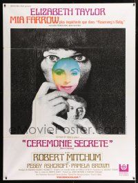 3e585 SECRET CEREMONY French 1p '68 Elizabeth Taylor, Mia Farrow, Robert Mitchum, Joseph Losey