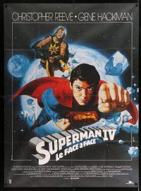 3e608 SUPERMAN IV French 1p '87 different Landi art of super hero Christopher Reeve & Nuclear Man!