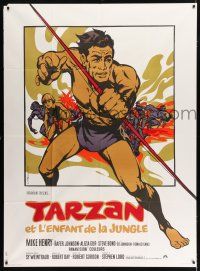 3e613 TARZAN & THE JUNGLE BOY French 1p '68 different art of Mike Henry with bow by Michel Landi!