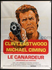 3e621 THUNDERBOLT & LIGHTFOOT French 1p R80s different image of Clint Eastwood pointing gun!