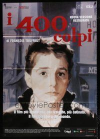 3e118 400 BLOWS Italian 1p R2014 cool art of Jean-Pierre Leaud as young Francois Truffaut!