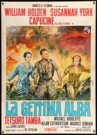 3e120 7th DAWN Italian 1p '64 different art of William Holden, Susannah York & Capucine!