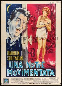 3e123 ALL IN A NIGHT'S WORK Italian 1p '61 Colizzi art of Dean Martin & half-naked Shirley MacLaine