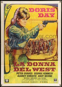 3e125 BALLAD OF JOSIE Italian 1p '68 great Iaia art of quick-draw Doris Day pointing gun!