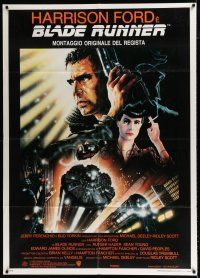 3e134 BLADE RUNNER Italian 1p R92 Ridley Scott sci-fi classic, art of Harrison Ford by John Alvin!