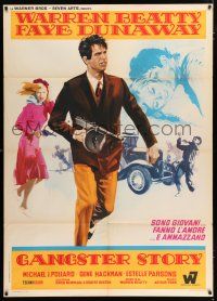 3e136 BONNIE & CLYDE Italian 1p '67 Nistri art of Warren Beatty & Faye Dunaway, Gangster Story!