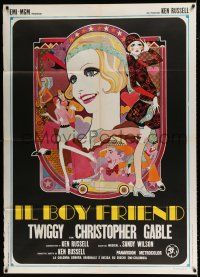 3e139 BOY FRIEND Italian 1p '72 cool art of sexy Twiggy by Dick Ellescas, directed by Ken Russell!