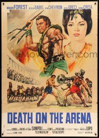 3e152 COLOSSUS OF THE ARENA Italian 1p '62 cool art of Mark Forest as Maciste with trident!
