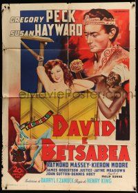 3e160 DAVID & BATHSHEBA Italian 1p R60 different Spagnoli art of Gregory Peck & sexy Susan Hayward