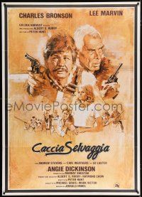 3e163 DEATH HUNT Italian 1p '81 artwork of Charles Bronson & Lee Marvin with guns by John Solie!