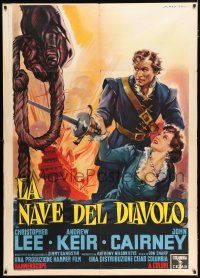 3e168 DEVIL-SHIP PIRATES Italian 1p '64 Hammer, different Martinati art of Andrew Keir & woman!