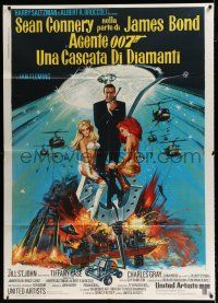 3e169 DIAMONDS ARE FOREVER Italian 1p '71 art of Sean Connery as James Bond by McGinnis!