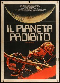 3e182 FORBIDDEN PLANET Italian 1p R70s completely different art of astronaut in space!
