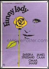 3e185 FUNNY LADY Italian 1p '75 art of crying Barbra Streisand & yellow rose!