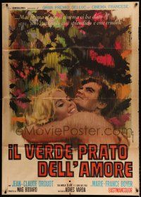 3e191 HAPPINESS Italian 1p '68 Agnes Varda's Le Bonheur, wonderful romantic art by Cesselon!