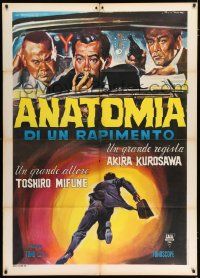 3e195 HIGH & LOW Italian 1p '66 Akira Kurosawa Japanese classic, Toshiro Mifune, Gasparri art!