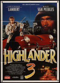 3e196 HIGHLANDER 3 Italian 1p '96 different image of Christopher Lambert & Mario Van Peebles!