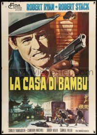 3e199 HOUSE OF BAMBOO Italian 1p R70 Sam Fuller, Robert Ryan, Robert Stack, Yamaguchi, Casaro art!