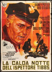 3e205 IN THE HEAT OF THE NIGHT Italian 1p '67 different super close up art of cop Rod Steiger!