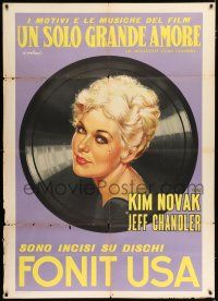 3e209 JEANNE EAGELS Italian 1p '57 cool different Capitani art of Kim Novak as the tragic actress!