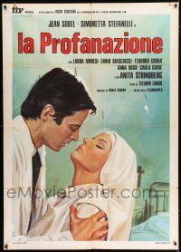 3e213 LA PROFANAZIONE Italian 1p '74 Ezio Tarantelli art of doctor Jean Sorel romancing a nun!