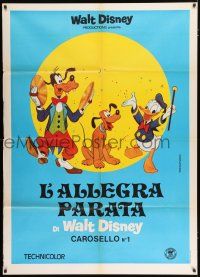 3e215 L'ALLEGRA PARATA DI WALT DISNEY Italian 1p R70s cartoon art of Goofy, Donald Duck & Pluto!