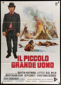 3e221 LITTLE BIG MAN Italian 1p R70s different art of Dustin Hoffman & Native Americans, Arthur Penn