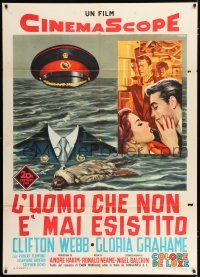 3e232 MAN WHO NEVER WAS Italian 1p '56 Clifton Webb, Gloria Grahame, different art by De Amicis!