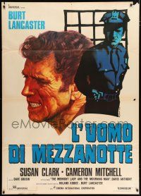 3e240 MIDNIGHT MAN Italian 1p '74 different art of Burt Lancaster by Piero Ermanno Iaia!