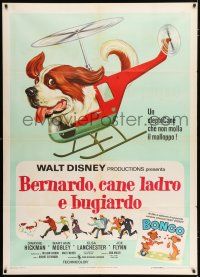 3e248 MY DOG THE THIEF Italian 1p '69 Walt Disney, wacky artwork of canine helicopter!