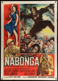 3e250 NABONGA Italian 1p R59 Buster Crabbe, different art of giant gorilla attacking natives!