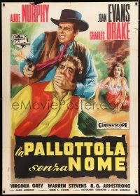 3e251 NO NAME ON THE BULLET Italian 1p '59 different art of hired killer Audie Murphy with gun!