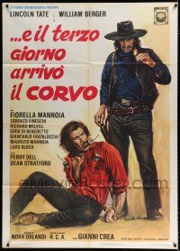 3e254 ON THE 3rd DAY ARRIVED THE CROW Italian 1p '73 wild art of bound man with dynamite in mouth!